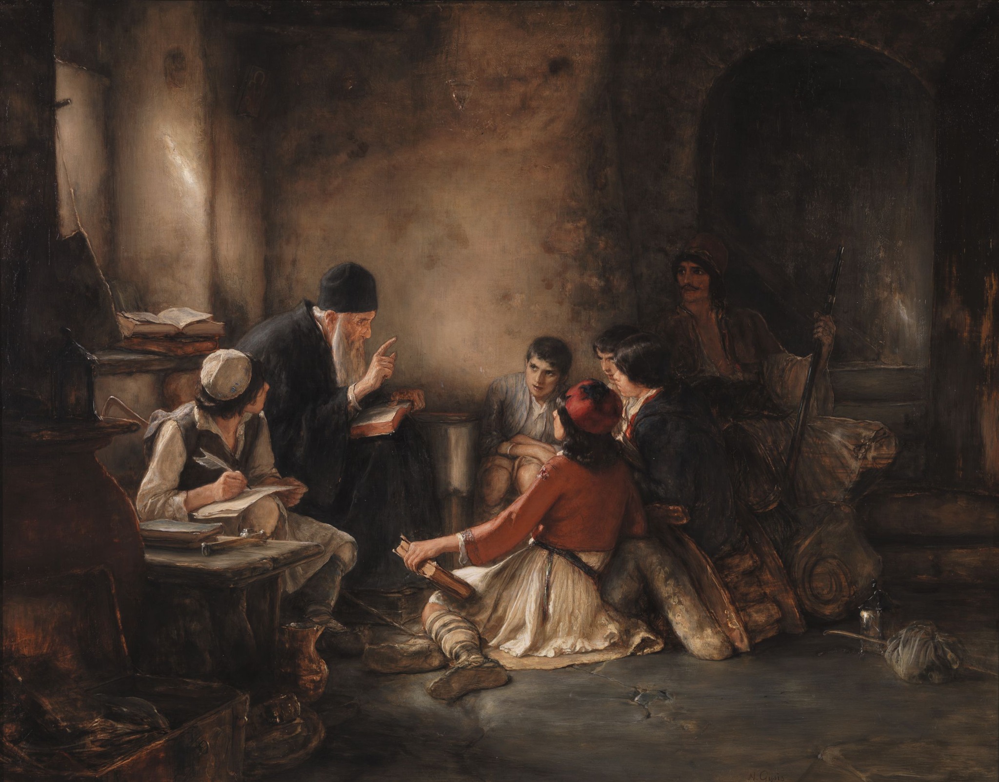 Nikolaos Gyzis painting, The Secret School